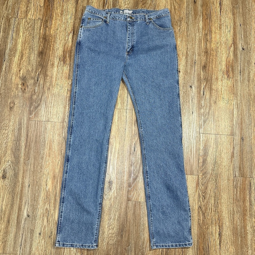 Wrangler Advanced Comfort Jeans Mens 38x38 Regular Fit Straight Blue Denim 47